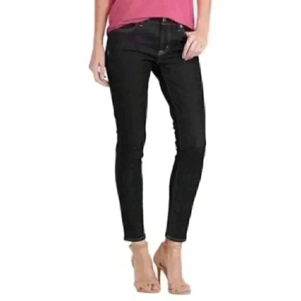 Ralph Lauren Premier Skinny Jeans Ankle Cropped Black Contrast Stitch Size 2